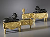 A superb pair of Louis XVI gilt and patinated bronze chenets attributed to Pierre-Philippe Thomire
